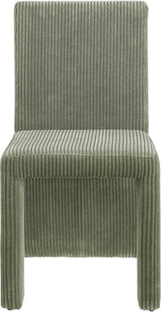 Benson Corduroy Fabric Upholstered Dining Chair in Green, Set of 2 - 757Green-C
