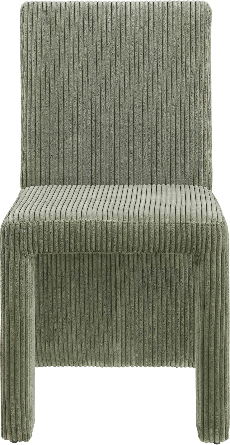 Benson Corduroy Fabric Upholstered Dining Chair in Green, Set of 2 - 757Green-C