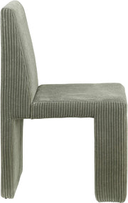 Benson Corduroy Fabric Upholstered Dining Chair in Green, Set of 2 - 757Green-C