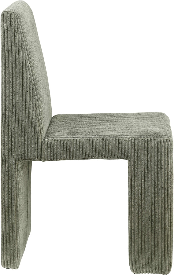 Benson Corduroy Fabric Upholstered Dining Chair in Green, Set of 2 - 757Green-C