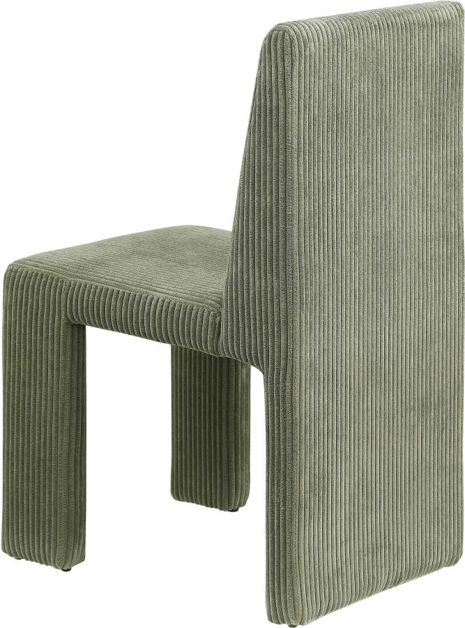 Benson Corduroy Fabric Upholstered Dining Chair in Green, Set of 2 - 757Green-C