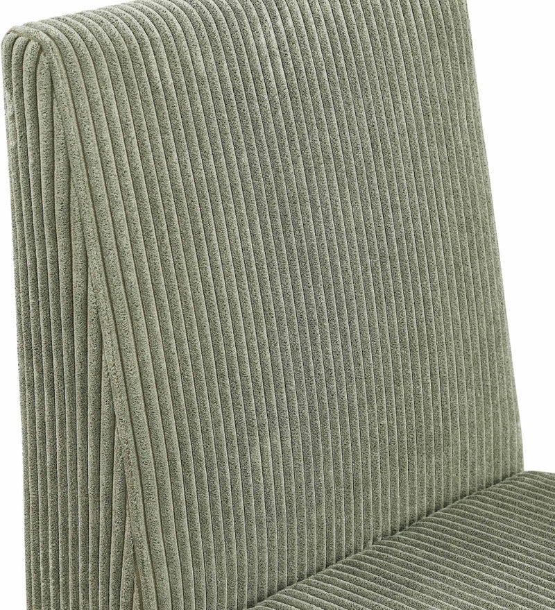 Benson Corduroy Fabric Upholstered Dining Chair in Green, Set of 2 - 757Green-C