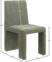 Benson Corduroy Fabric Upholstered Dining Chair in Green, Set of 2 - 757Green-C