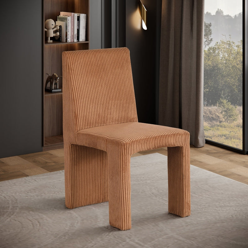 Benson Corduroy Fabric Upholstered Dining Chair in Saddle, Set of 2 - 757Saddle-C