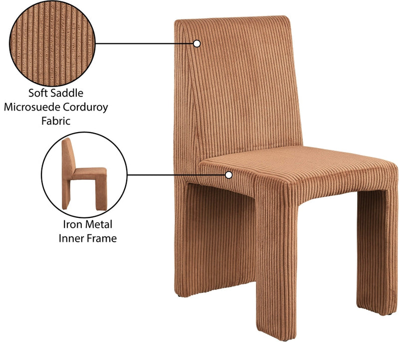Benson Corduroy Fabric Upholstered Dining Chair in Saddle, Set of 2 - 757Saddle-C