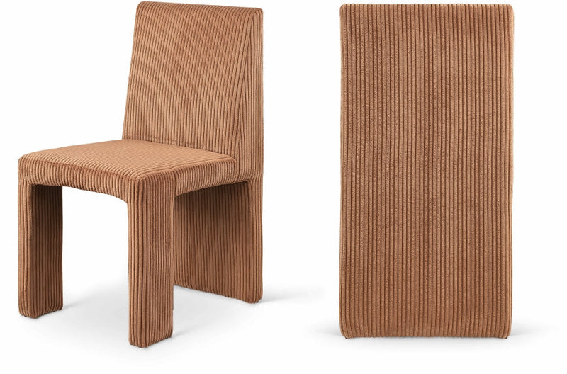 Benson Corduroy Fabric Upholstered Dining Chair in Saddle, Set of 2 - 757Saddle-C