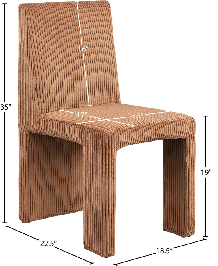 Benson Corduroy Fabric Upholstered Dining Chair in Saddle, Set of 2 - 757Saddle-C