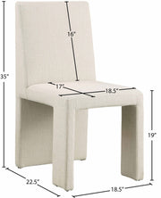 Benson Linen Textured Fabric Upholstered Dining Chair in Beige, Set of 2 - 751Beige-C