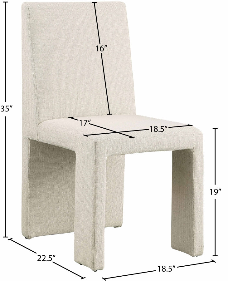 Benson Linen Textured Fabric Upholstered Dining Chair in Beige, Set of 2 - 751Beige-C