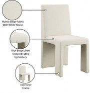 Benson Linen Textured Fabric Upholstered Dining Chair in Beige, Set of 2 - 751Beige-C