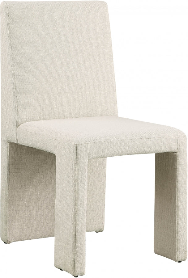 Benson Linen Textured Fabric Upholstered Dining Chair in Beige, Set of 2 - 751Beige-C