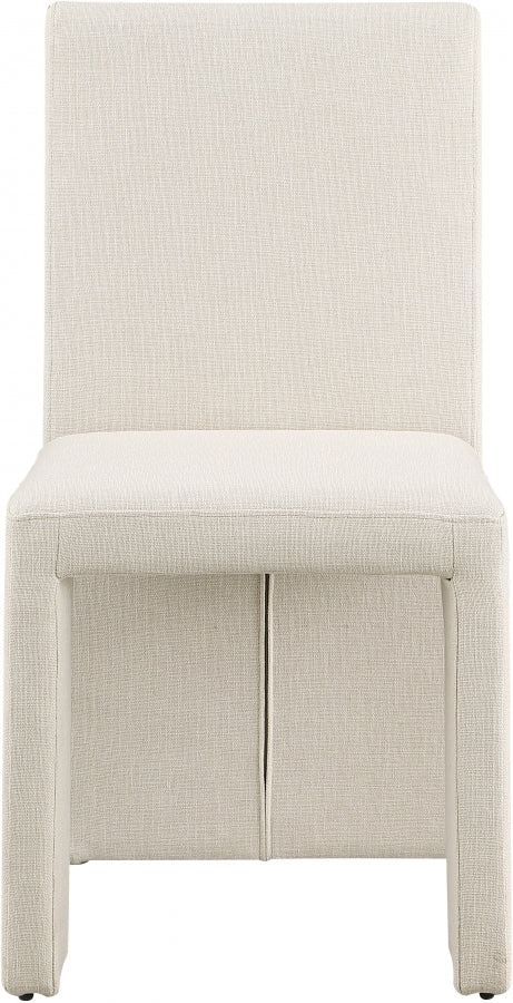 Benson Linen Textured Fabric Upholstered Dining Chair in Beige, Set of 2 - 751Beige-C