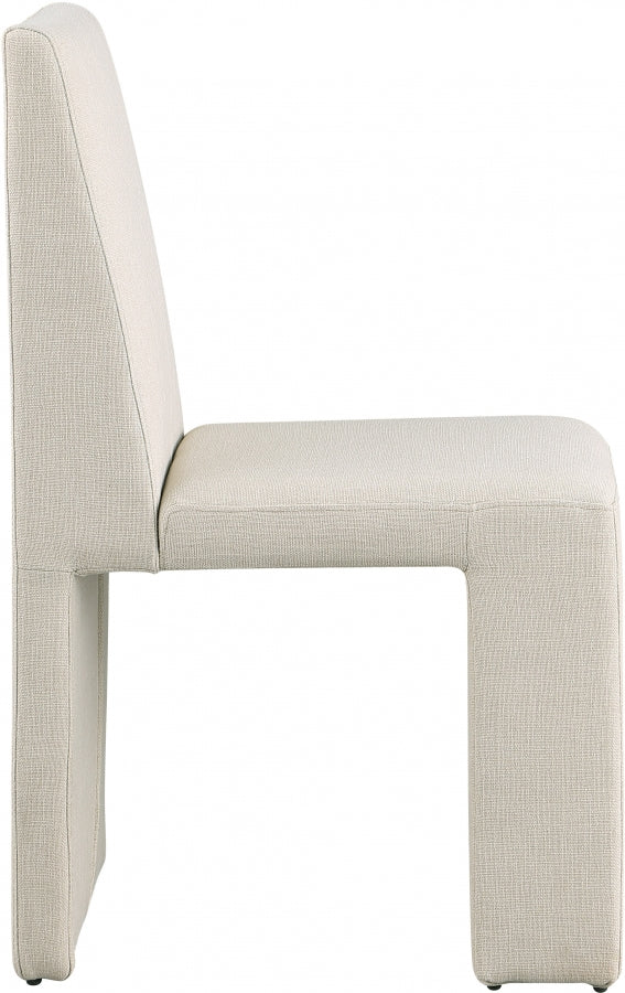 Benson Linen Textured Fabric Upholstered Dining Chair in Beige, Set of 2 - 751Beige-C