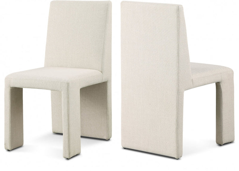 Benson Linen Textured Fabric Upholstered Dining Chair in Beige, Set of 2 - 751Beige-C