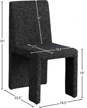 Benson Linen Textured Fabric Upholstered Dining Chair in Black, Set of 2 - 751Black-C