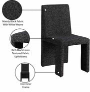 Benson Linen Textured Fabric Upholstered Dining Chair in Black, Set of 2 - 751Black-C