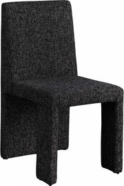 Benson Linen Textured Fabric Upholstered Dining Chair in Black, Set of 2 - 751Black-C