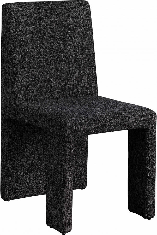 Benson Linen Textured Fabric Upholstered Dining Chair in Black, Set of 2 - 751Black-C