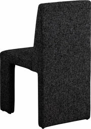 Benson Linen Textured Fabric Upholstered Dining Chair in Black, Set of 2 - 751Black-C