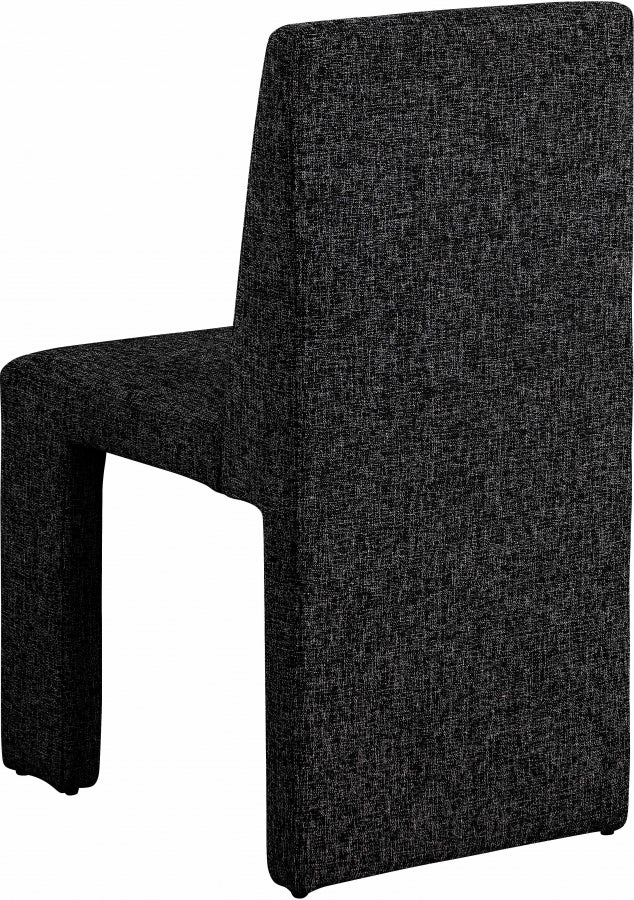 Benson Linen Textured Fabric Upholstered Dining Chair in Black, Set of 2 - 751Black-C