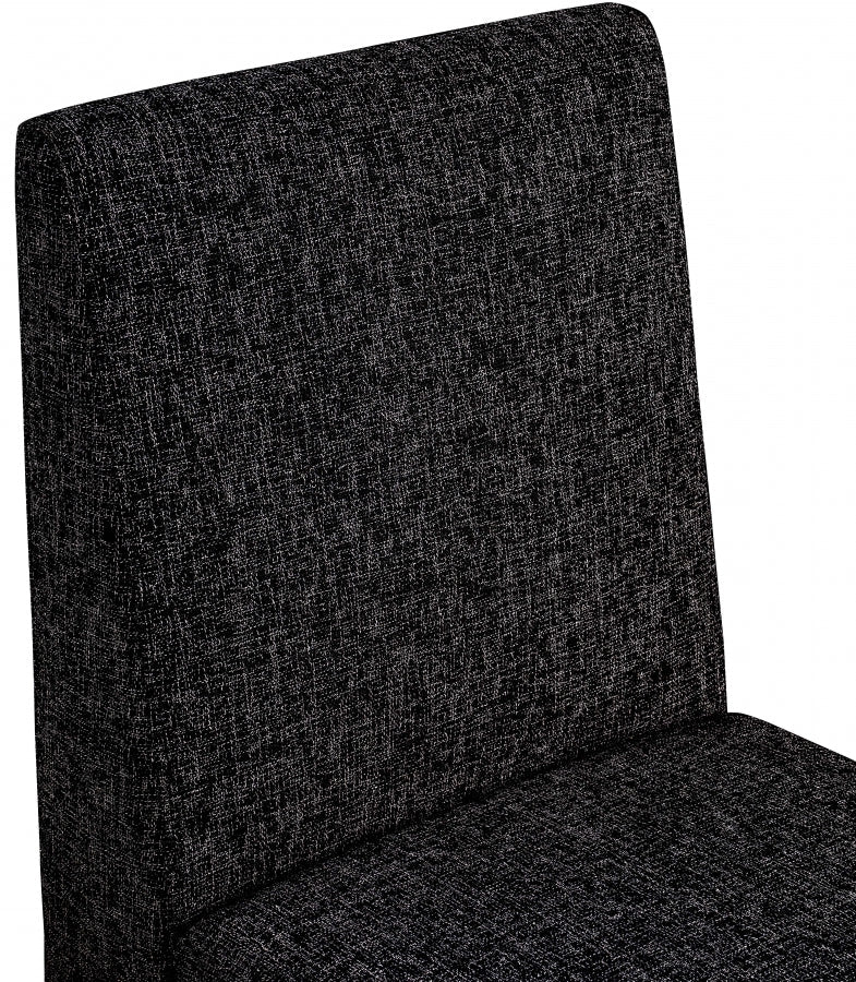 Benson Linen Textured Fabric Upholstered Dining Chair in Black, Set of 2 - 751Black-C