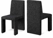 Benson Linen Textured Fabric Upholstered Dining Chair in Black, Set of 2 - 751Black-C