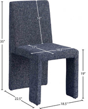 Benson Linen Textured Fabric Upholstered Dining Chair in Blue, Set of 2 - 751Blue-C