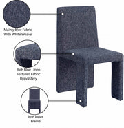 Benson Linen Textured Fabric Upholstered Dining Chair in Blue, Set of 2 - 751Blue-C