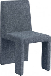 Benson Linen Textured Fabric Upholstered Dining Chair in Blue, Set of 2 - 751Blue-C