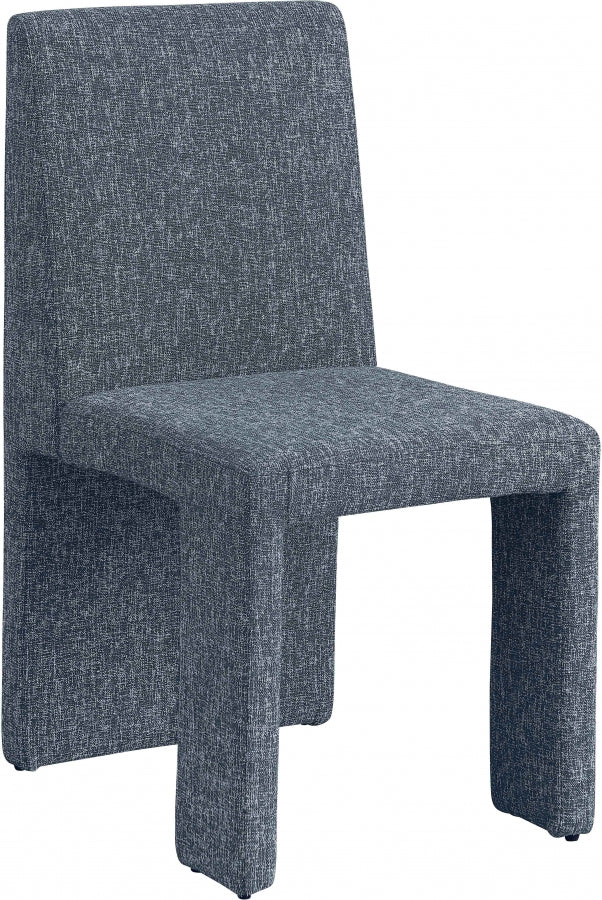 Benson Linen Textured Fabric Upholstered Dining Chair in Blue, Set of 2 - 751Blue-C