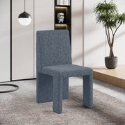 Benson Linen Textured Fabric Upholstered Dining Chair in Blue, Set of 2 - 751Blue-C