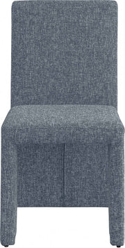 Benson Linen Textured Fabric Upholstered Dining Chair in Blue, Set of 2 - 751Blue-C