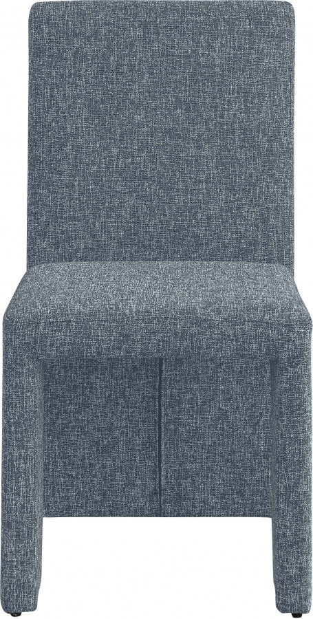 Benson Linen Textured Fabric Upholstered Dining Chair in Blue, Set of 2 - 751Blue-C