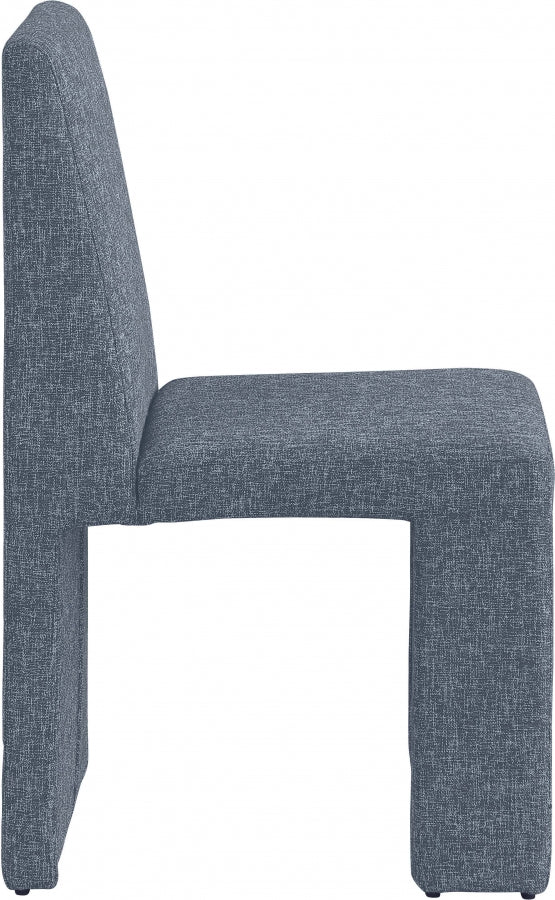 Benson Linen Textured Fabric Upholstered Dining Chair in Blue, Set of 2 - 751Blue-C