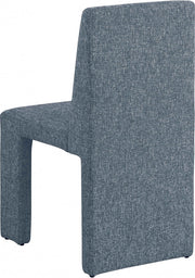 Benson Linen Textured Fabric Upholstered Dining Chair in Blue, Set of 2 - 751Blue-C