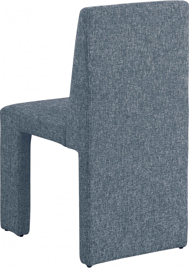 Benson Linen Textured Fabric Upholstered Dining Chair in Blue, Set of 2 - 751Blue-C