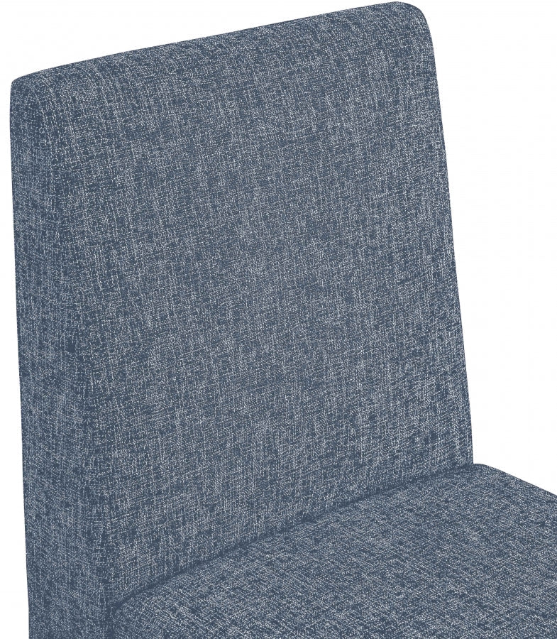 Benson Linen Textured Fabric Upholstered Dining Chair in Blue, Set of 2 - 751Blue-C