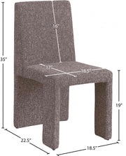Benson Linen Textured Fabric Upholstered Dining Chair in Brown, Set of 2 - 751Brown-C