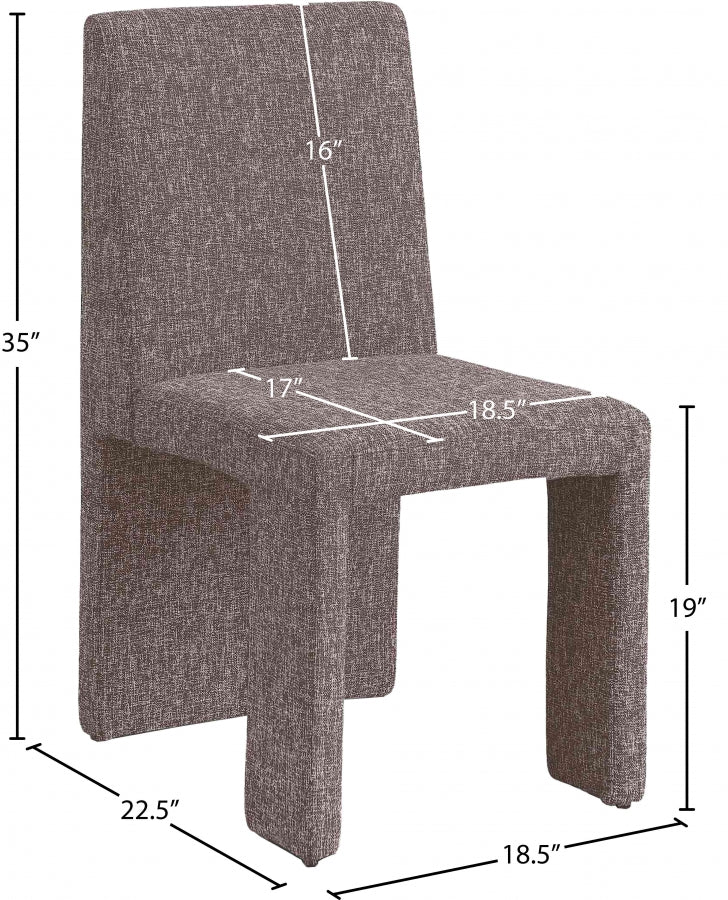 Benson Linen Textured Fabric Upholstered Dining Chair in Brown, Set of 2 - 751Brown-C