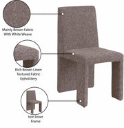Benson Linen Textured Fabric Upholstered Dining Chair in Brown, Set of 2 - 751Brown-C