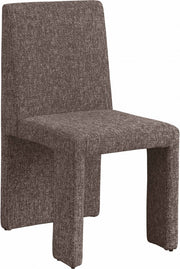Benson Linen Textured Fabric Upholstered Dining Chair in Brown, Set of 2 - 751Brown-C