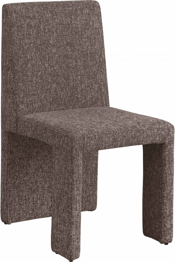 Benson Linen Textured Fabric Upholstered Dining Chair in Brown, Set of 2 - 751Brown-C