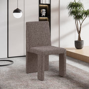 Benson Linen Textured Fabric Upholstered Dining Chair in Brown, Set of 2 - 751Brown-C