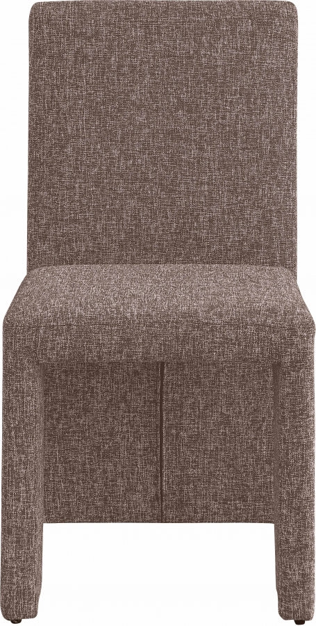 Benson Linen Textured Fabric Upholstered Dining Chair in Brown, Set of 2 - 751Brown-C