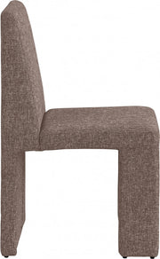 Benson Linen Textured Fabric Upholstered Dining Chair in Brown, Set of 2 - 751Brown-C