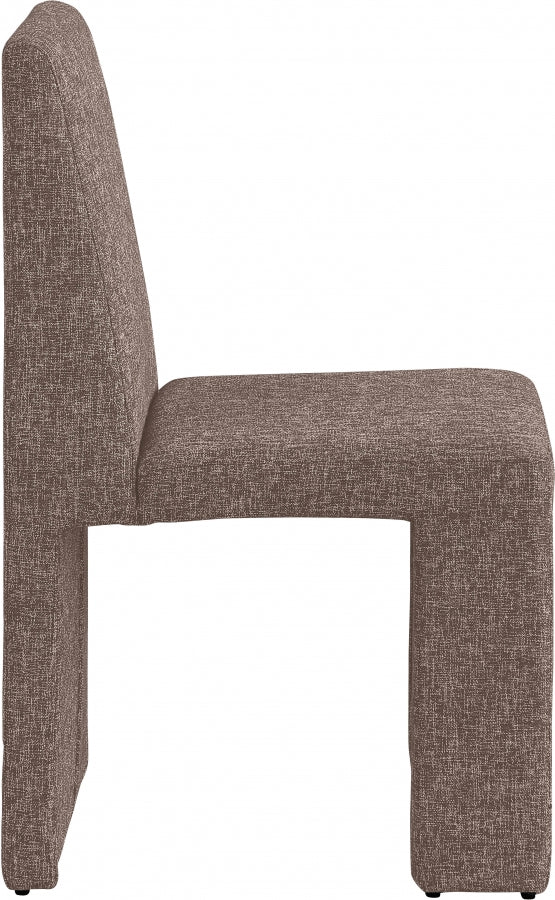 Benson Linen Textured Fabric Upholstered Dining Chair in Brown, Set of 2 - 751Brown-C