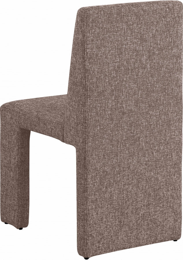 Benson Linen Textured Fabric Upholstered Dining Chair in Brown, Set of 2 - 751Brown-C