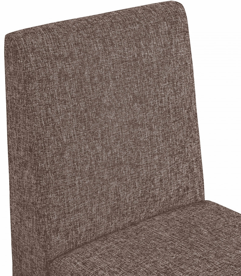 Benson Linen Textured Fabric Upholstered Dining Chair in Brown, Set of 2 - 751Brown-C