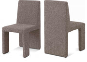 Benson Linen Textured Fabric Upholstered Dining Chair in Brown, Set of 2 - 751Brown-C
