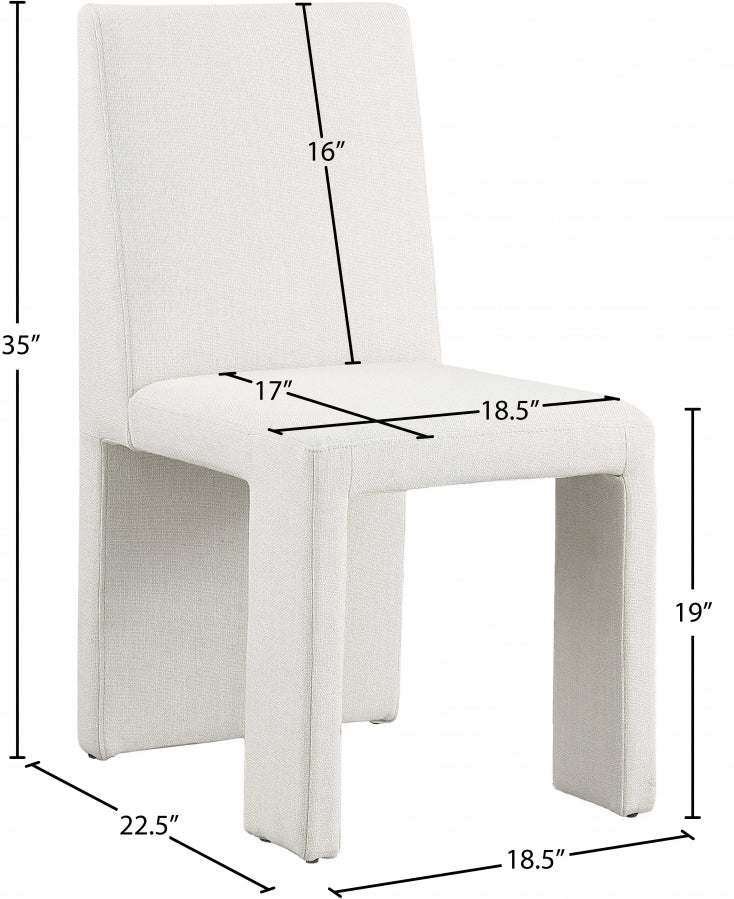 Benson Linen Textured Fabric Upholstered Dining Chair in Cream, Set of 2 - 751Cream-C